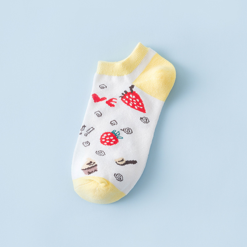 Ms. Spring And Summer Fruit Series Cotton Socks Shallow Mouth Socks Illustration Boat Socks Lovers Socks Wholesale